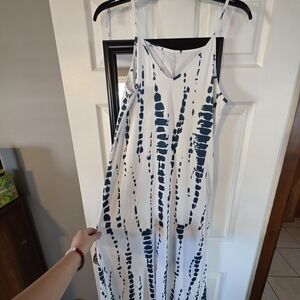 Elegant Blue and White Maxi Dress